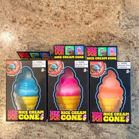 Ice Cream Cone Squishy Toy - Blue, Pink, Orange Needoh - Picture 1 of 7